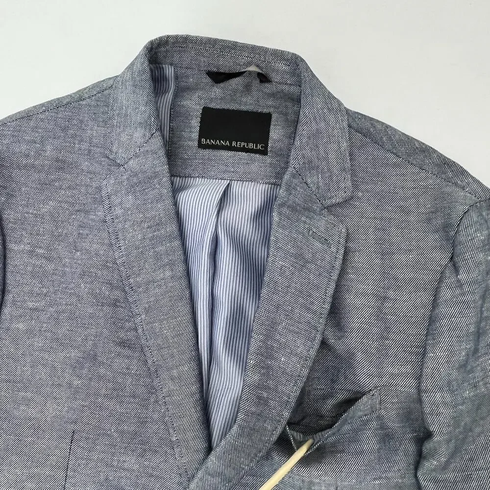 Banana Republic Mens Blazer Jacket Gray‎ 2-Button Single Breasted Long Sleeve